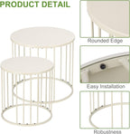 SUNNYPARK Outdoor Side Table Set of 2, Metal Circle Accent End Tables for Balcony Backyard Garden Indoor Living Room, Durable Black Nesting Coffee Tables, 20”+16” Dia