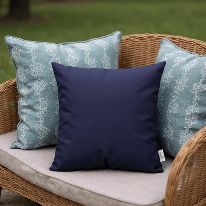 RSH DECOR: 6-Pack Red White & Blue Pillow Set | All-Weather Spun Fabric | Water & Fade-Resistant | Outdoor Pillows Lumbar, Square, & Neck Roll | Red & White Stripe, White, Navy Blue