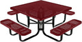 COATEDOUTDOORFURNITURE Heavy-Duty Portable Outdoor Kids Table with Umbrella Hole, Punched Steel Kids Picnic Table, Commercial-Grade, Made in America (46 in, Square, Childrens, Burgundy)
