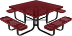 COATEDOUTDOORFURNITURE Heavy-Duty Portable Outdoor Kids Table with Umbrella Hole, Punched Steel Kids Picnic Table, Commercial-Grade, Made in America (46 in, Square, Childrens, Burgundy)
