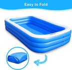 Sumbee Inflatable Swimming Pool for Kiddie Adults Kids, 120" X 72" X 22" Large Blow Up Pool for Family Backyard Outdoor Toddler,Big Rectangle Pools for Children Ages 4-8-12,Full-Sized,Blue
