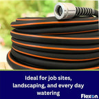 Flexon Flextreme Pro 5/8" x 100ft Performance Rubber Garden Hose – Heavy-Duty, Kink-Resistant, All-Weather Flexibility, Industrial-Grade Couplings, Durable Outdoor Watering Hose for Lawn & Garden