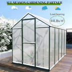 72*72in Greenhouse for Outdoors, Polycarbonate Greenhouse with Stronger Wind Protection and Roof Vent, Walk-in Large Aluminum Sunroom Winter Proof, Green