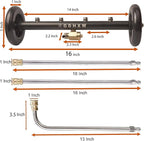 GDHXW Multipurpose Undercarriage Cleaner Surface Cleaner 16 Inch Underbody Car Wash Water Broom with 3 Pieces Extension Wand 5 Nozzle,for Pressure Washer