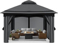 MASTERCANOPY 10x10FT Outdoor Patio Gazebo with Mosquito Netting for Backyard, Patio, Garden Dark Grey