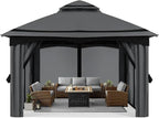 MASTERCANOPY 10x10FT Outdoor Patio Gazebo with Mosquito Netting for Backyard, Patio, Garden Dark Grey