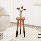 Rubber Wood 9" Round Plant Stand |Dip Dyed Black Accent Stool |Small Drinking Table |Side Table(18" H)