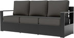 Aluminum Patio Sofa - 3-Seater Outdoor Sofa with 6" Thick Water-insistant Cushions, All-Weather Use Frame, Removable Cover, Ideal for Garden, Poolside (Grey)