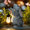 Solar Rabbit Garden Statues， Outdoor Bunny Figurines Decorations for Patio Yard Lawn Ornaments Christmas Housewarming Gift.
