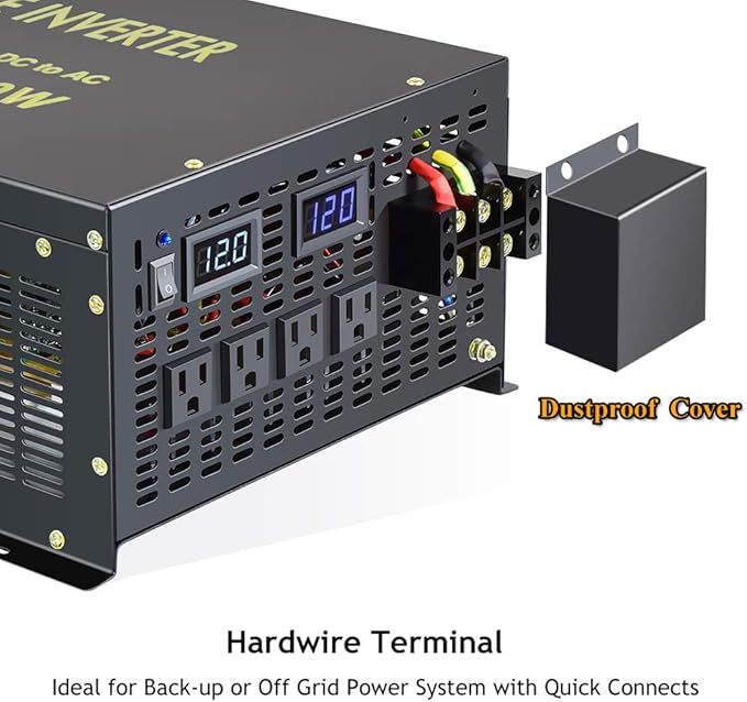 WZRELB Pure Sine Wave 5000W (10000W Surge) 12V Power Inverter DC to AC Power - Solar, RV (RBP-500012)