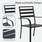 Outdoor Dining Chairs Set of 4, Aluminum Frame Stackable Patio Dining Chairs with Armrest, Wrought Iron Patio Bistro Chairs for Lawn, Backyard, Garden, Porch