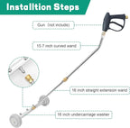 16 Inch Pressure Washer Undercarriage Cleaner, Under Car Washer, Undercarriage Sprayer for Pressure Washer with 2 Pcs Extension Wand, Universal 1/4" Connector, 4000 PSI