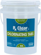 Rx Clear 3" Inch Stabilized Chlorine Tablets | 1200 Lbs | Individual Chlorinating Tabs | Sanitizing Swimming Pools | Long Lasting, Slow Dissolving, UV Protected (24 x 50 LB Buckets)