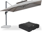 PURPLE LEAF Patio Umbrella with Base Included 12FT Outdoor Double Top Large Offset Hanging Cantilever Umbrella 360° Rotation Square Umbrella for Garden Deck Pool Backyard Cast Ash