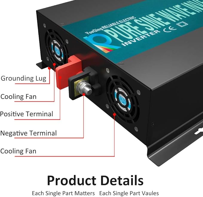 WZRELB 2500W 12VDC 120VAC Pure Sine Wave Power Inverter,RV, Car Inverter,LED Display
