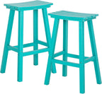 nalone 29 Inch Outdoor Bar Stools Set of 2, HDPE Bar Chairs with Footrest, Weather Resistant Barstools Outside Counter Height Stools for Patio, Kitchen, Yard (Aruba, 29'' Barstools Set of 2)