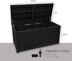 AJP Distributors 180 Gallon Outdoor Storage Box, Rain Waterproof Resin Deck Box, Lockable Large Storage Container for Patio Furniture, Cushions, Garden Tools, Sports Equipment and Pool Supplies Black