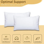 OKBA Throw Pillows Insert Set of 2, with 100% Cotton Cover, Bed and Couch - Indoor Hotel Decorative Pillows, 12x20 in White Pillows Inserts