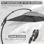 Grand patio 10x13 FT Cantilever Umbrella Outdoor Aluminum Rectangle Offset Umbrella Canopy with Base & Cover for Pool Garden (Gray, 10x13 FT)