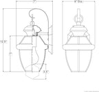 Urban Ambiance Luxury Colonial Outdoor Wall Light, Small Size: 11.5" H x 7" W, with Tudor Style Elements, Versatile Design, Classy Aged Silver Finish and Beveled Glass, UQL1141