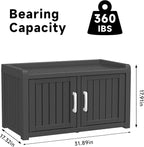 ROJIK Shoe Cabinet Waterproof UV-Resistant,Storage Bench Indoor Outdoor with Adjustable Shelves,for Entryway Bedroom,Hallway,Living Room(Double Door,Black)