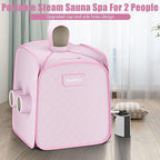 Giantex Portable Folding Sauna, 1 or 2 Person Steam Spa with Remote Control, Folding Chair, Foot Massage Roller, Absorbent Mat, 9 Temperature Levels, 3L Steamer, 800W Home Full Body Spa Tent (Pink)