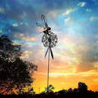 Flower Fairy Dancing with Dandelion Garden Art Sculpture Stainless Steel Statue Christmas Halloween Decoration for Outdoor Yard Courtyard Lawn Patio Metal Ornaments (Hurdle)