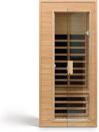 Infrared Sauna for Home Single Person Hemlock Far Infrared Roof Embedded Indoor Sauna for Home with Bluetooth & LED, Natural