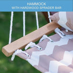 Lazy Daze Hammocks 12FT Quilted Fabric Double Hammock with Spreader Bars and Detachable Pillow, 2-Person for Patio, Poolside, Backyard, Beach - 450 lbs Capacity, Beige Wave
