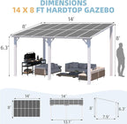 AECOJOY 14' x 8' White Gazebo Outdoor Pergola for Patio, Hard Top Lean to 8x14 Gazebo Shelter Pergolas and Gazebos Clearance with Patio Roof, Large Wall-Mounted Heavy Duty Awnings for Patio