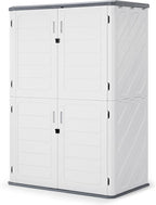 Macrout 50 Cu.Ft Plastic Outdoor Storage Cabinet with Floor, 4.3 x 2.5 ft Waterproof Resin Outdoor Storage Shed, Lockable Vertical Shed for Garden and Patio