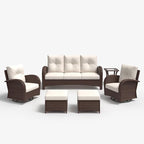 LayinSun 6 Pieces Outdoor Patio Furniture Set, Rattan Wicker Sectional Swivel Rocker Chairs Sets