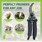 Garden Guru Soft Grip Garden Pruning Shears Scissors Clippers Hardened Titanium Blades Comfort Grips Heavy Duty Bypass Hand Pruners Branch Cutters for Gardening Trimming Bushes Flowers Plants (2 Pack)