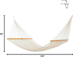 Original Pawleys Island Deluxe Oatmeal DuraCord Rope Hammock – 13 ft. x 65 in, 2-Person, 450 lb Capacity, Oak Spreader Bar, Zinc-Plated Hardware, Handcrafted in The USA