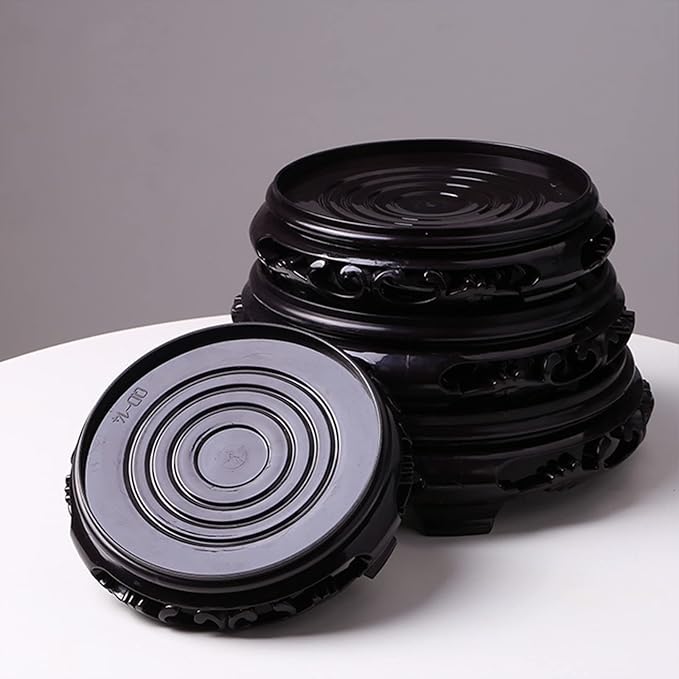 Hapivida Plant Stand, 6.8in Round Plant Riser Flower Pot Display Stand Plant Rack Holder Planter Tray Oriental Style Furniture Indoor Outdoor for Desktop Counter Room