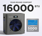 16000BTU Above Ground Pool Heat Pump for 5000 Gallon Pools, WiFi Smart Control, Titanium Heat Exchanger, 110V-120V/60Hz Efficient Heating