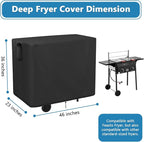 Outdoor Propane Deep Fryer Cover, 420D Heavy Duty Waterproof Outdoor Fryer Covers, Propane Deep Fryer Cover with 2 Buckles & Ventilation Opening, Black