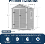 CDCASA 6x3 FT Resin Storage Shed, Waterproof Outdoor Shed with Floor & Window & Lockable Door Included, Outside Plastic Tool Sheds for Garden, Patio, Backyard, Light Gray