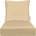 RSH DECOR Deep Seating Cushion with Pillow Back | 23” x 25” x 5" Seat | Water and Fade-Resistant Spun Fabric | Made in USA | Outdoor Chair Cushion Set for Patio Furniture (Tan)