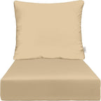 RSH DECOR Deep Seating Cushion with Pillow Back | 22” x 25” x 5" Seat | Water and Fade-Resistant Spun Fabric | Made in USA | Outdoor Chair Cushion Set for Patio Furniture (Tan)