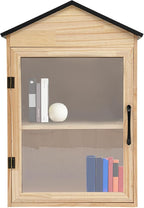 Outdoor Library Book Box - 2-Tier Literature Exchange Box Outdoor Book Storage Little Wood Cabinet with Shelf for DIY, Neighborhoods Community and Schools Sharing Books, Literature (Style 2)