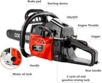 COOCHEER 62CC Gas Chainsaw, 20” 2-Stroke Portable Top Handle Woodcutting Saw with 2 Chain and Tool Kit, Chain saw Gas power for Tree Stumps, Tree Felling(Upgraded)