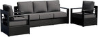 Outdoor Patio Furniture Set, 3-Piece Aluminum Patio Conversation Set All-Weather Metal Outdoor Sectional with 6 Inch Thick Cushions, Deep Setting for Garden, Outside and Porch