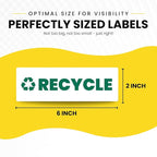 Recycle Sticker for Trash Bins – Heavy Duty, Recycle Only Sticker - 3-5 Year Indoor/Outdoor Rated - Heavy Duty, Weather Proof, Ultra Durable - USA Made (6x2 inch), 4 Labels