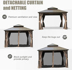 Domi 8'x10' Hardtop Gazebo Canopy Metal,Outdoor Metal Gazebo with Galvanized Steel Double Roof,Curtain and Netting,Permanent Gazebos Pavilion for Patio Deck,Backyard
