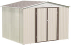 10x8 FT Outdoor Storage Shed,Metal Aluminum Tool Sheds,Heavy-Duty Sheds with Sloped Roof, Air Vent and Hinge Doors,Garden Shed Bike Shed for Backyard Patio Lawn,Cream White