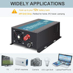 WZRELB Pure Sine Wave Inverter 600Watt 12V DC to 120V AC Power Converter 1200W Surge