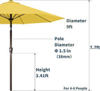 PatioKingdom Auto-Tilt 9FT Patio Umbrella Outdoor with 8 Sturdy Fiberglass Ribs,Market Table Umbrella for Pool,Backyard,Deck and Garden