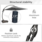 Grand patio 10x13 FT Cantilever Umbrella Outdoor Aluminum Rectangle Offset Umbrella Canopy with Base & Cover for Pool Garden (Gray, 10x13 FT)