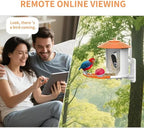 Smart Bird Feeder with Camera Wireless Outdoor, Solar-Powered, Infrared Light captures Movement Trajectory, Smart Bird House with Cam, 2K Live View, Ideal Present for Backyard Birder (Orange)